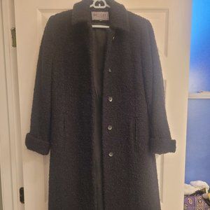 Black Mid Thigh Length Wool Coat